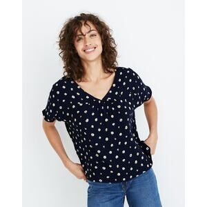 Madewell Rhyme Top in Daisy Dots Dark Nightfall Navy Size Small